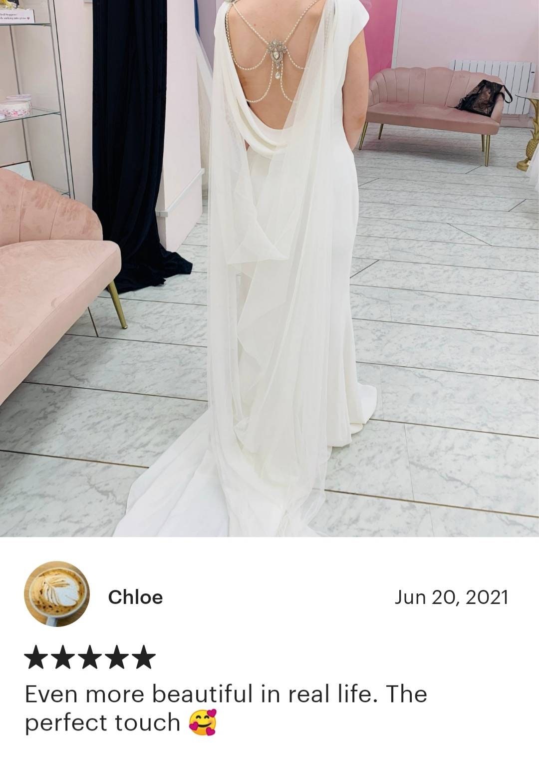 Draped cape with jewellery,  Bridal Cape, Cape, dress drape, wedding Cape,  dress attachment, wings, Cape wings