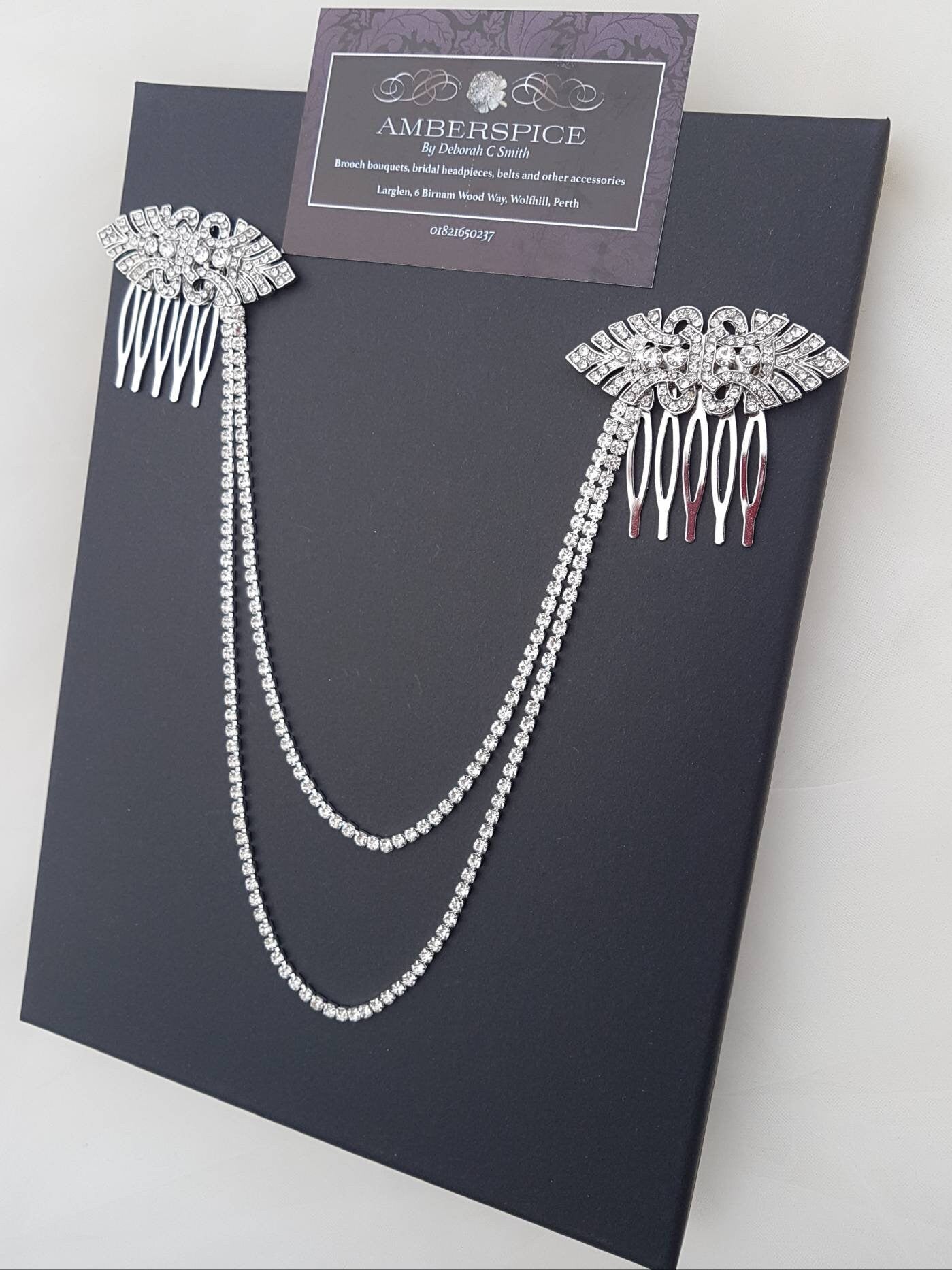 Art deco hair drape, hair chains, wedding hairpiece, wedding drapes, diamanté headpiece, diamanté hair chains, diamante bridal combs, combs