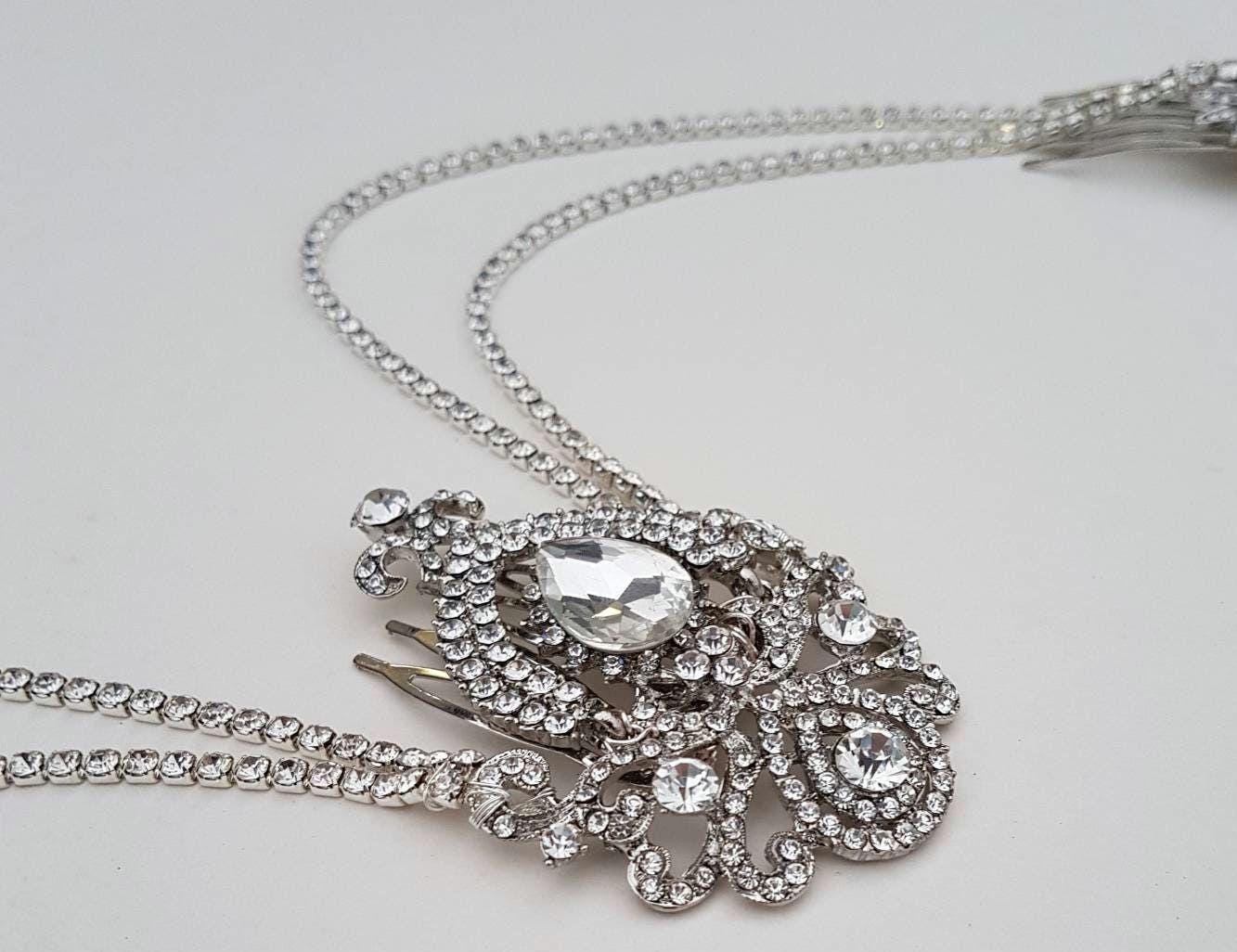 Art Deco Diamante Triple Hair Combs, Gatsby Bridal Headpiece