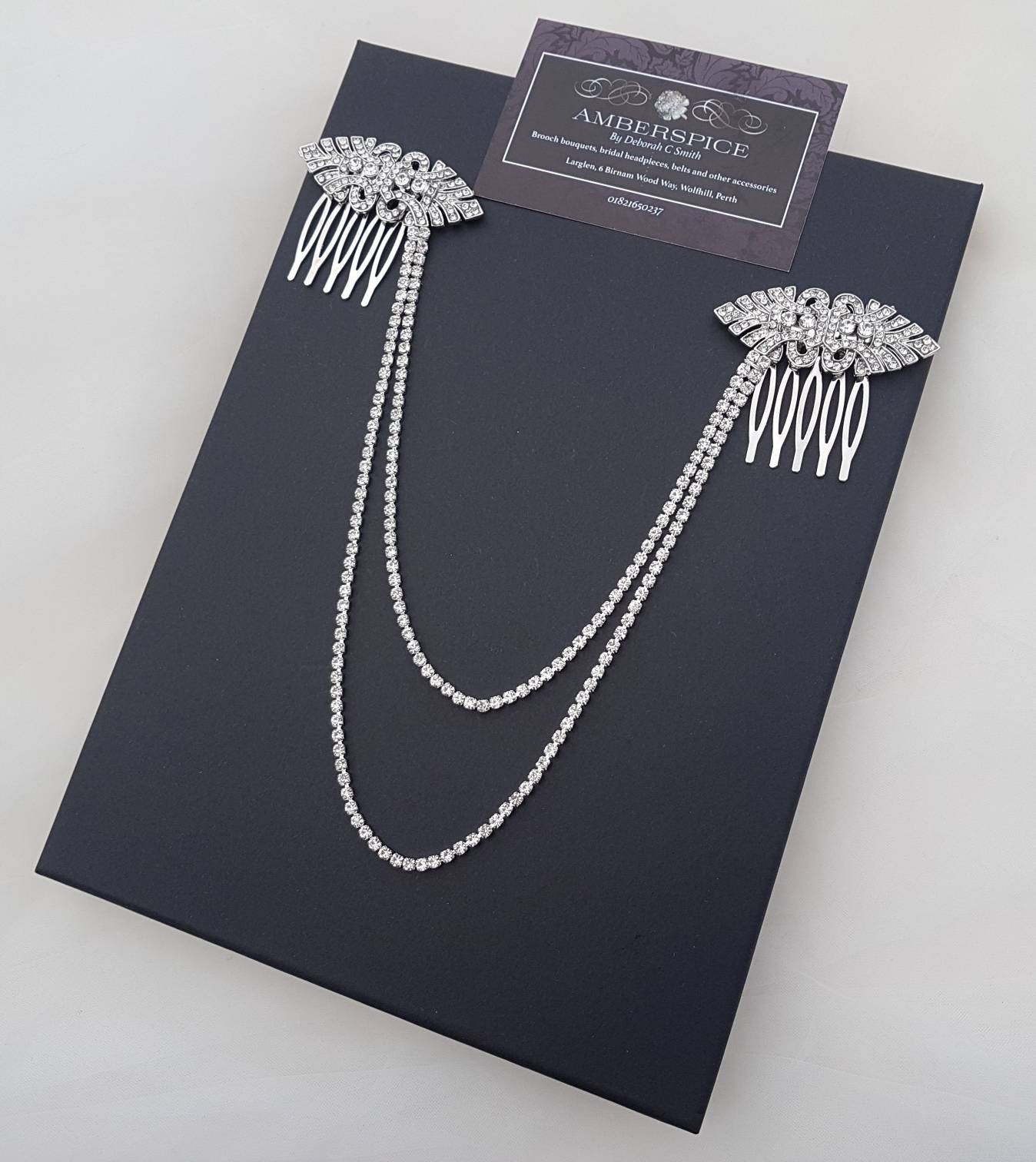 Art deco hair drape, hair chains, wedding hairpiece, wedding drapes, diamanté headpiece, diamanté hair chains, diamante bridal combs, combs