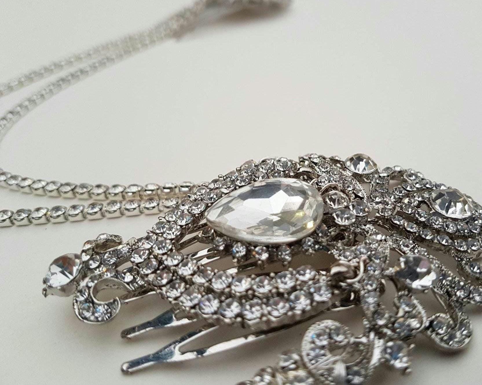 Art Deco Diamante Triple Hair Combs, Gatsby Bridal Headpiece