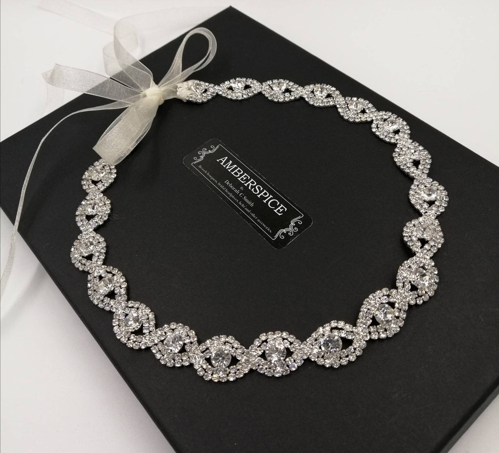 Diamanté hair band, diamanté headband, diamanté hair tie, rhinestone hair tie, rhinestone headpiece, bridal hair band, diamanté