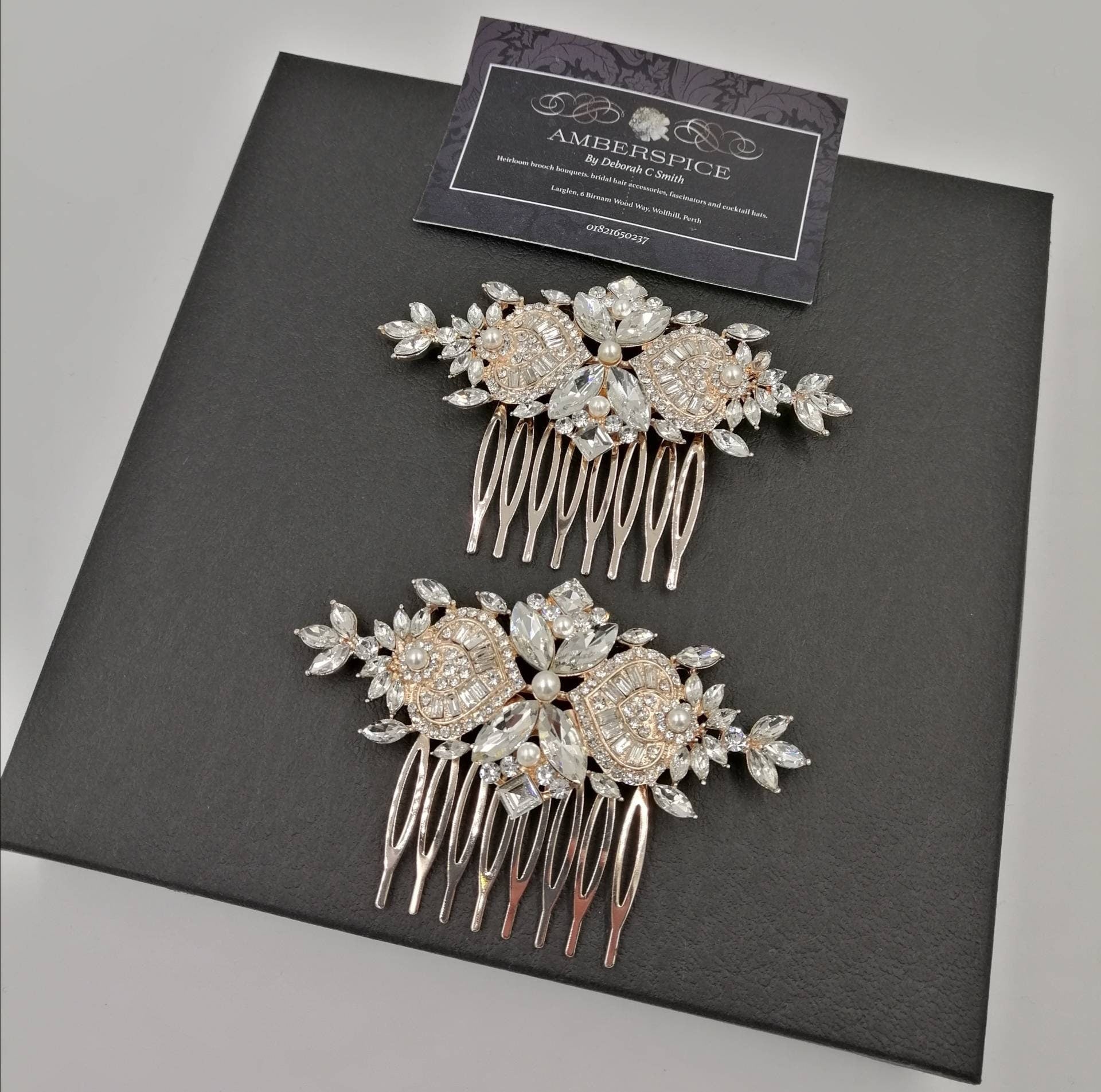 Art Deco Gold Diamante Bridal Hair Comb, 1920's Gatsby Style Slide