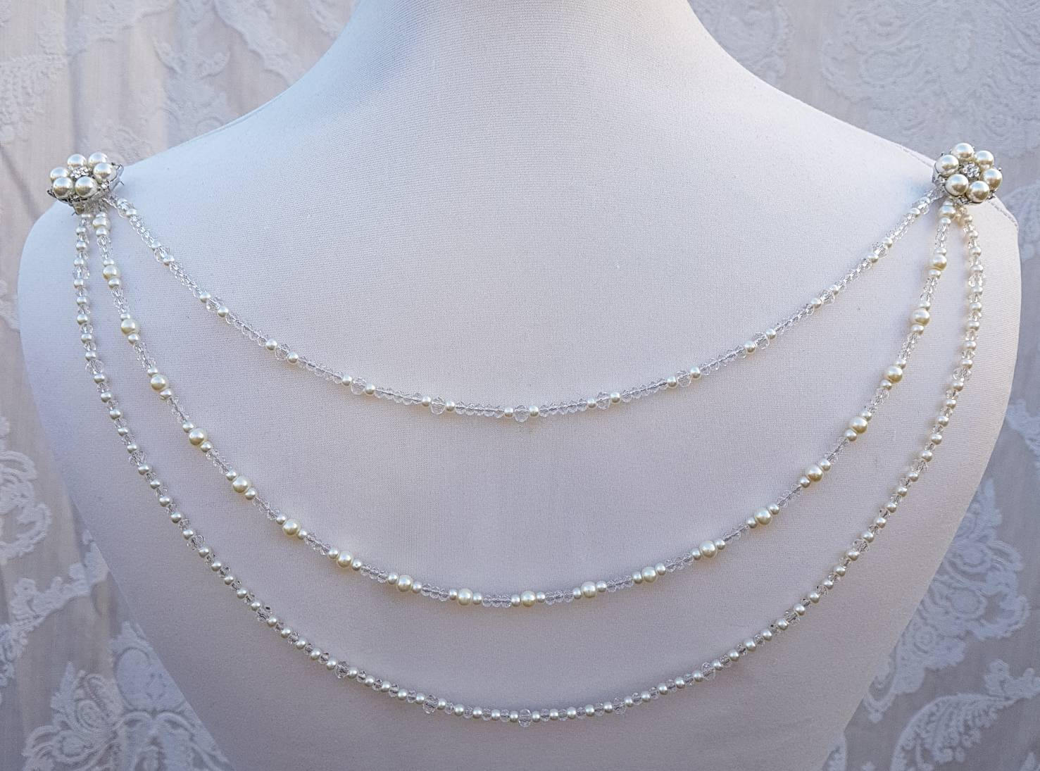Bridal back necklace, Bridal backless dress, backdrop drape, vintage bridal, gatsby necklace, statement dress attachment , dress adornment