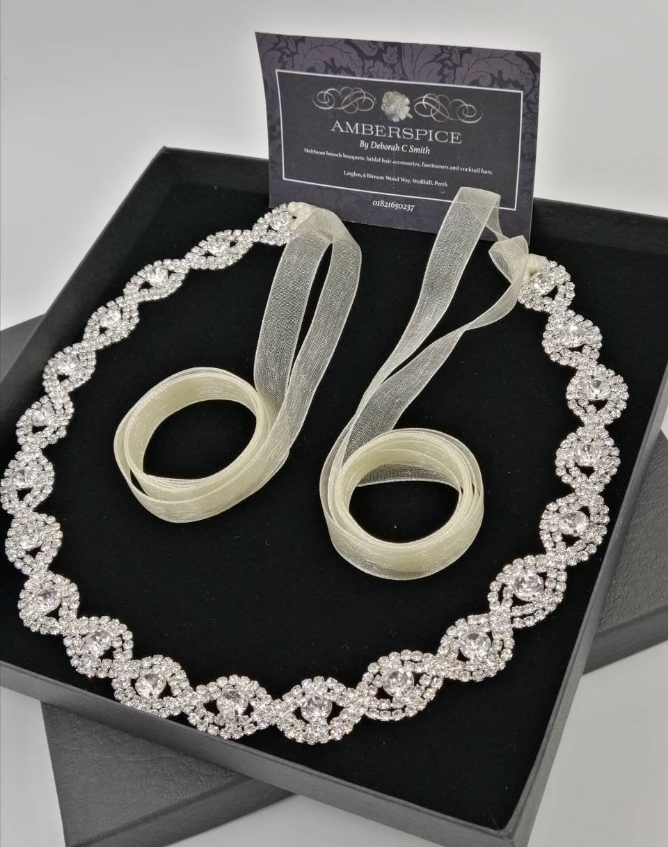 Diamanté hair band, diamanté headband, diamanté hair tie, rhinestone hair tie, rhinestone headpiece, bridal hair band, diamanté