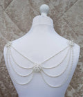 Beaded Back Drape, Shoulder Drape, Backless Dress Adornment, Ivory Pearls, Crystal Bridal Jewelry