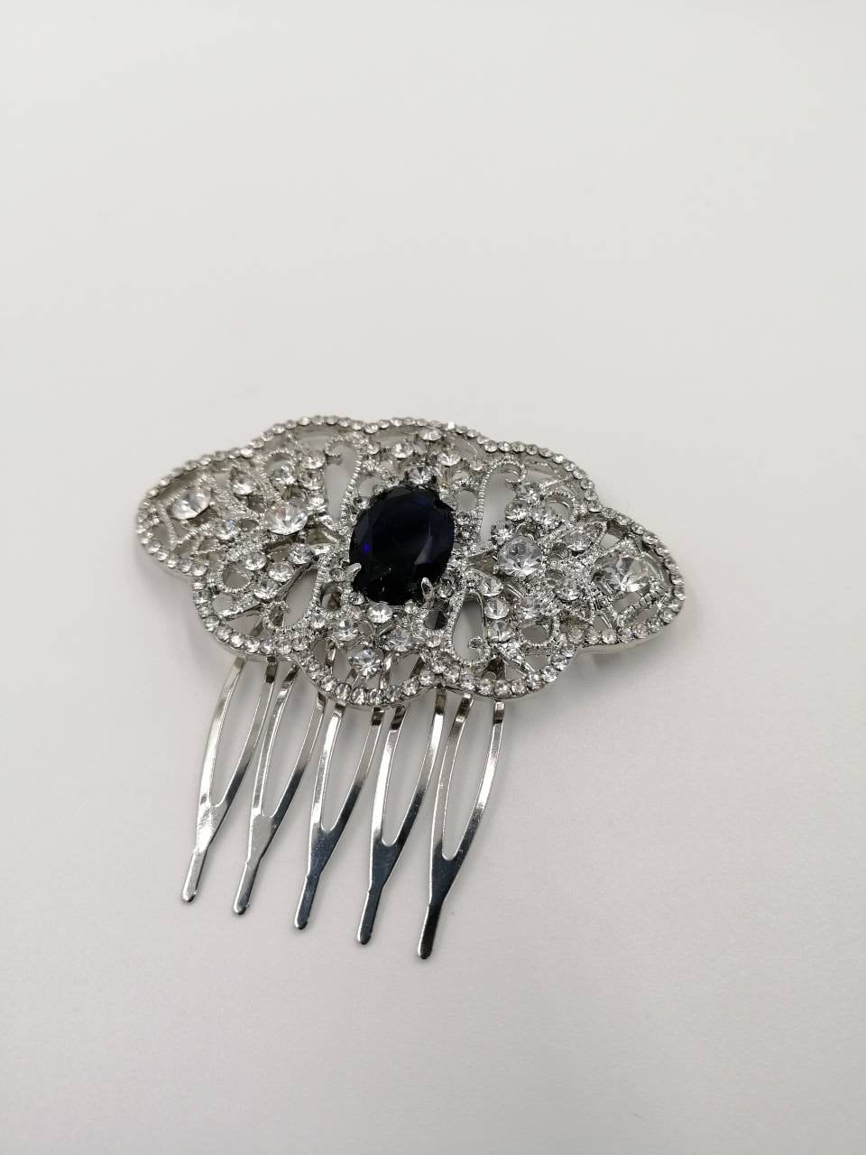 Art deco comb, deco comb, blue comb, something blue, diamante comb, 1920's hair comb, bridal comb, hair slide, Gatsby, comb, slide