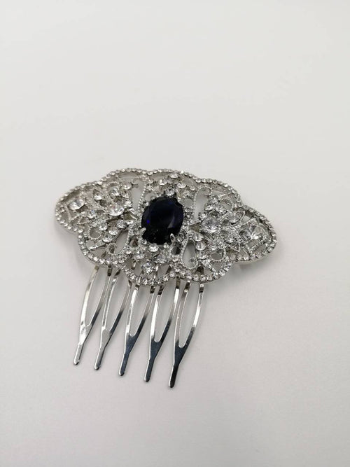 Art deco comb, deco comb, blue comb, something blue, diamante comb, 1920's hair comb, bridal comb, hair slide, Gatsby, comb, slide