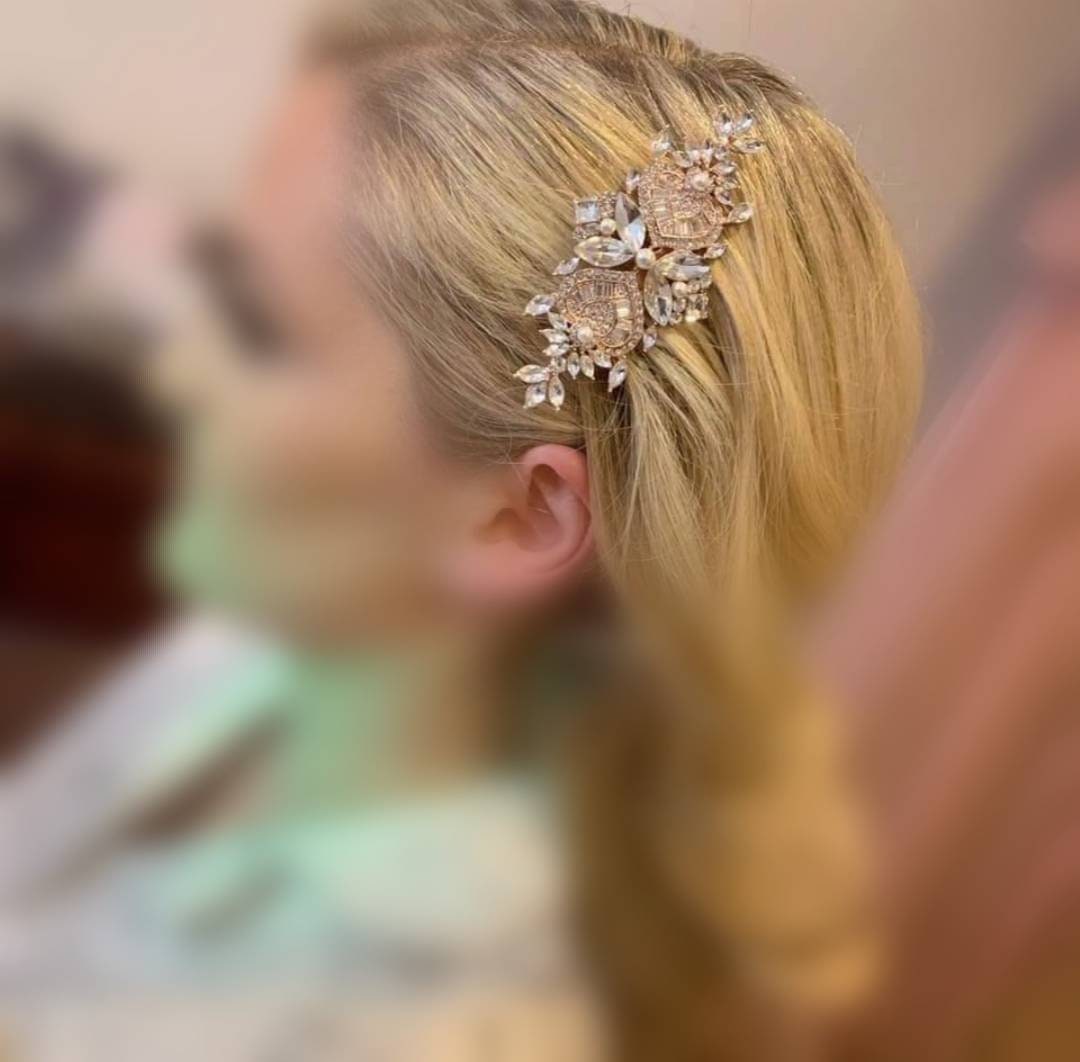 Art Deco Gold Diamante Bridal Hair Comb, 1920's Gatsby Style Slide