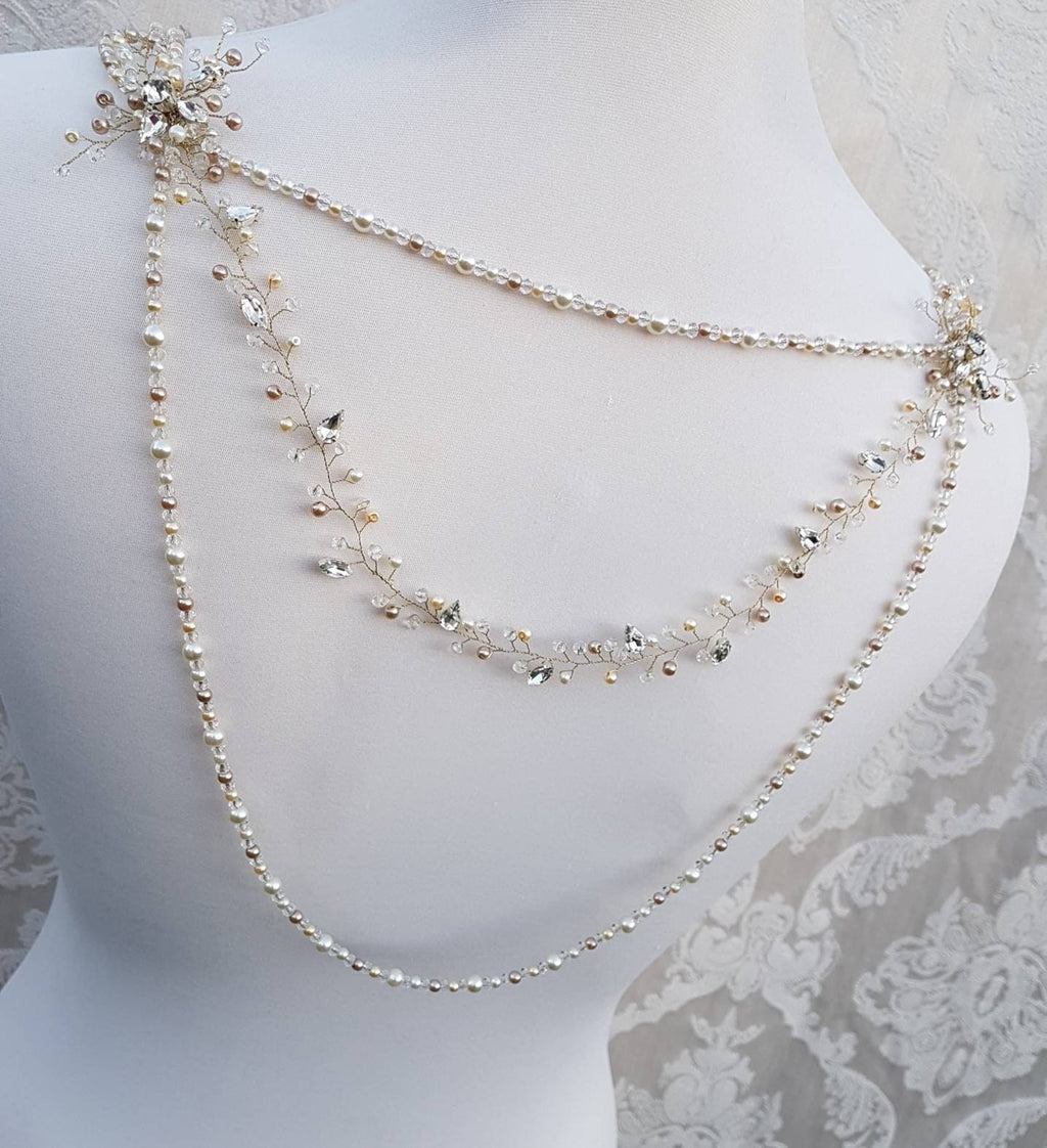 Back drape, game of thrones, backless dress drape, beaded vine drape, dress adornment, wedding dress drapes, dress embellishment