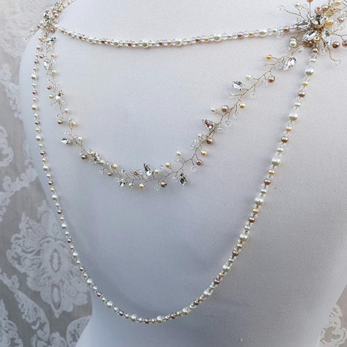 Back drape, game of thrones, backless dress drape, beaded vine drape, dress adornment, wedding dress drapes, dress embellishment