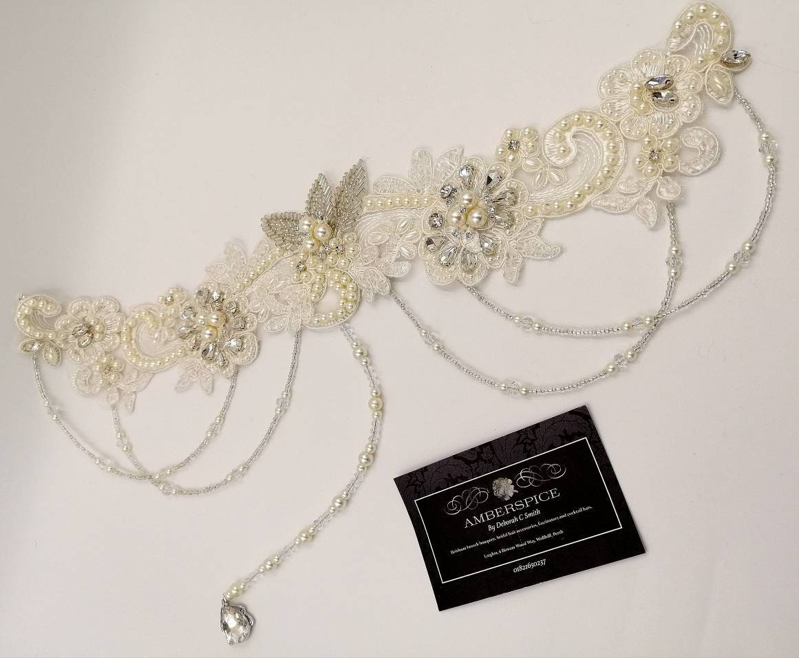 Back drape,lace drape, backless dress drape, beaded drape, dress adornment, crystal drapes, wedding dress drapes, dress embellishment,