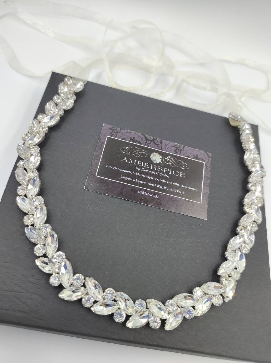 Diamanté hair band, diamanté headband, diamanté hair tie, rhinestone hair tie, rhinestone headpiece, bridal hair band, diamanté