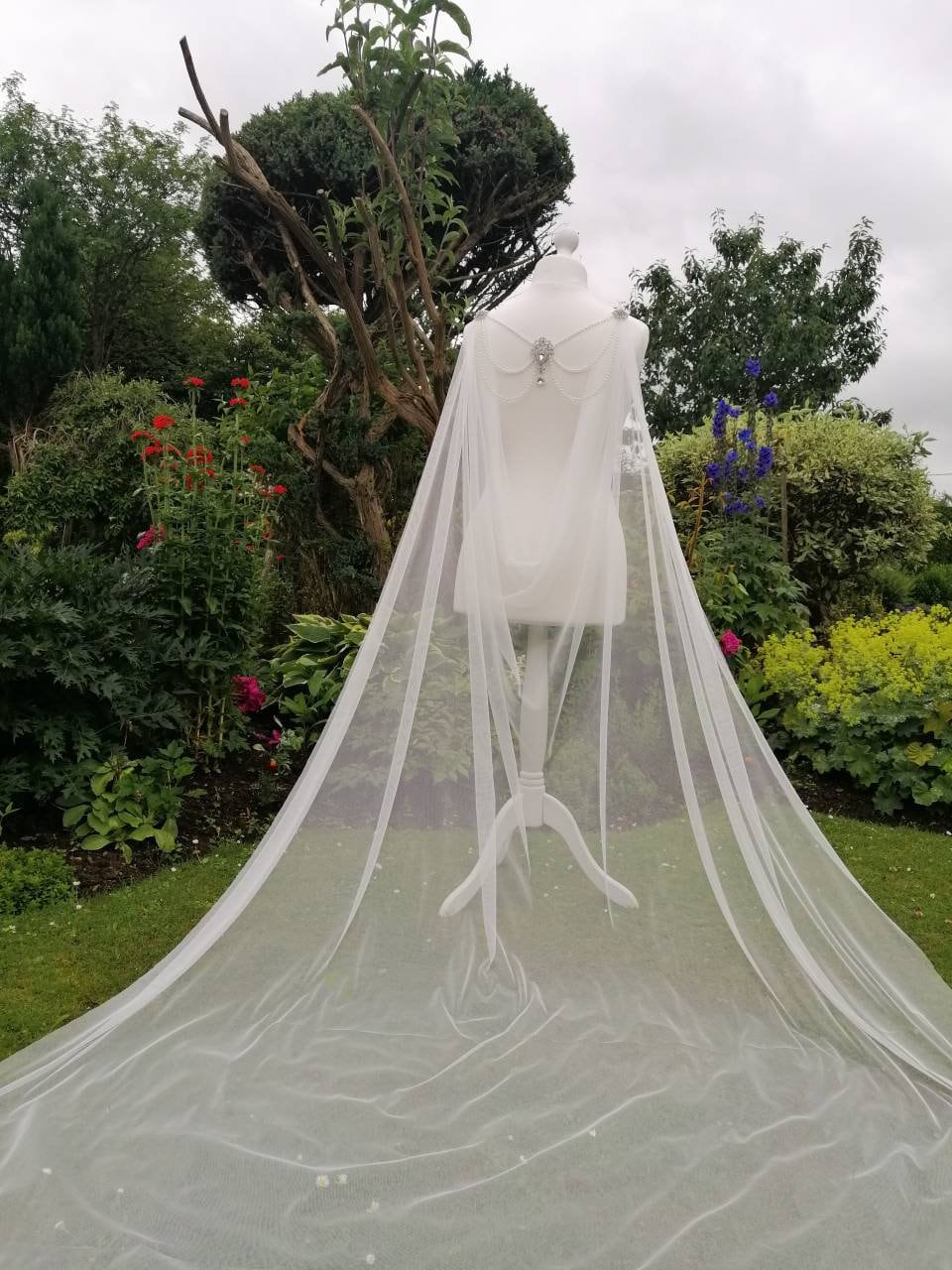 Draped cape with jewellery,  Bridal Cape, Cape, dress drape, wedding Cape,  dress attachment, wings, Cape wings