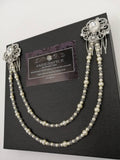 Art Deco Silver Pearl Diamanté Bridal Headpiece, Gatsby Hair Drape